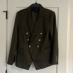 White House Black Market Olive Blazer with Silver Buttons